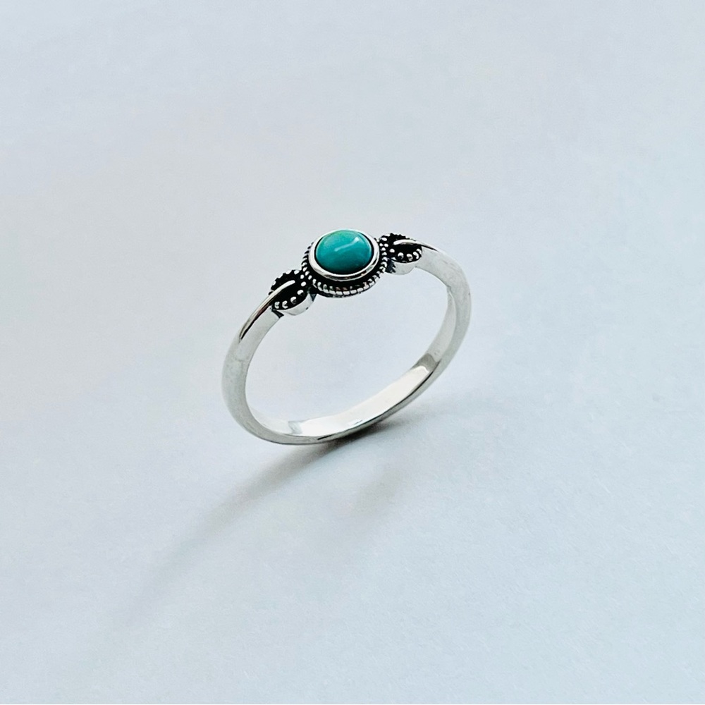 Sterling Silver Little Bali Style Turquoise Ring, Dainty Ring, Silver Rings